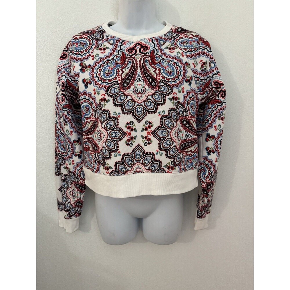 Boden White Multi Paisley Print Crewneck Sweatshirt